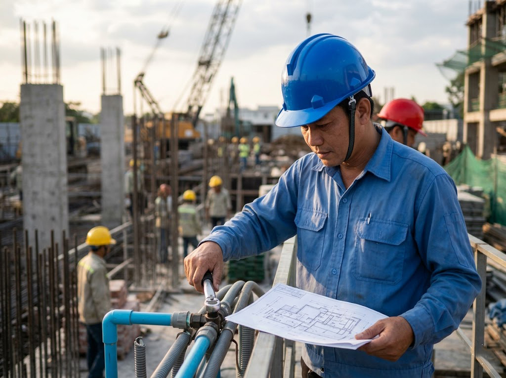 Mũ bảo hộ lao động màu xanh dương