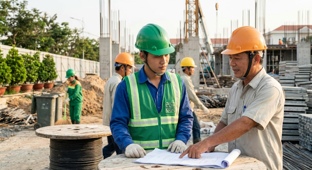 Mũ bảo hộ lao động màu xanh lá